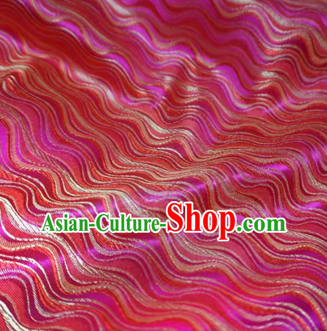 Chinese Traditional Hanfu Fabric Tang Suit Cloth Material Classical Waves Design Pattern Rosy Brocade