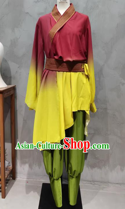 China Orchids Dance Clothing Male Stage Performance Solo Dance Garment Chinese Classical Dance Costume