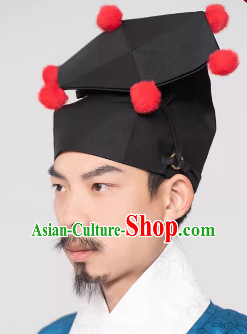 Chinese Ming Dynasty Male Headdress Ancient Scholar Hat Traditional Hanfu Headwear