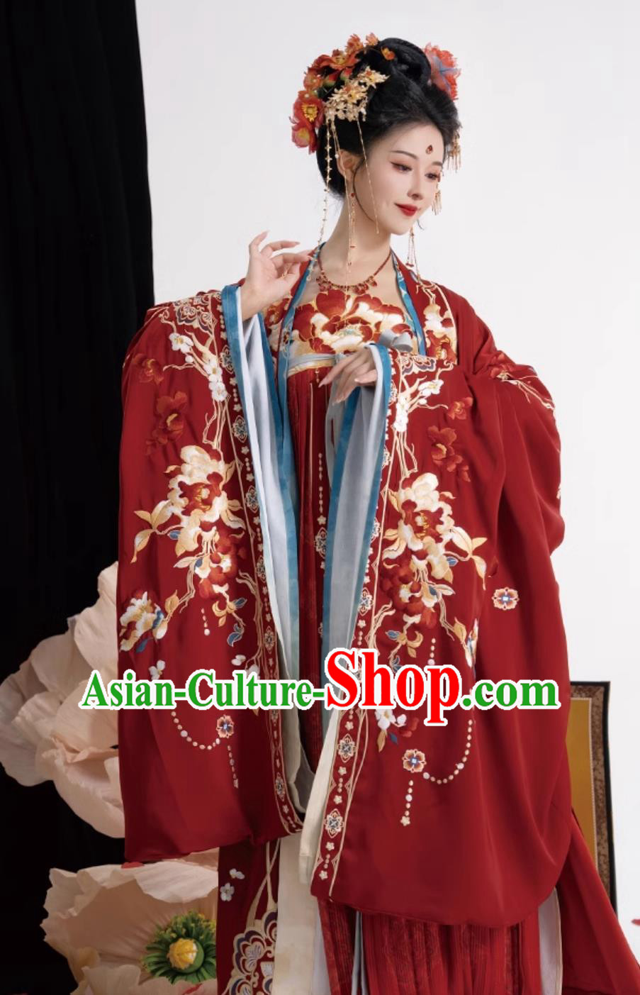 Traditional Hanfu Wedding Dresses Chinese Tang Dynasty Wedding Clothing Ancient China Bride Embroidered Costumes Complete Set