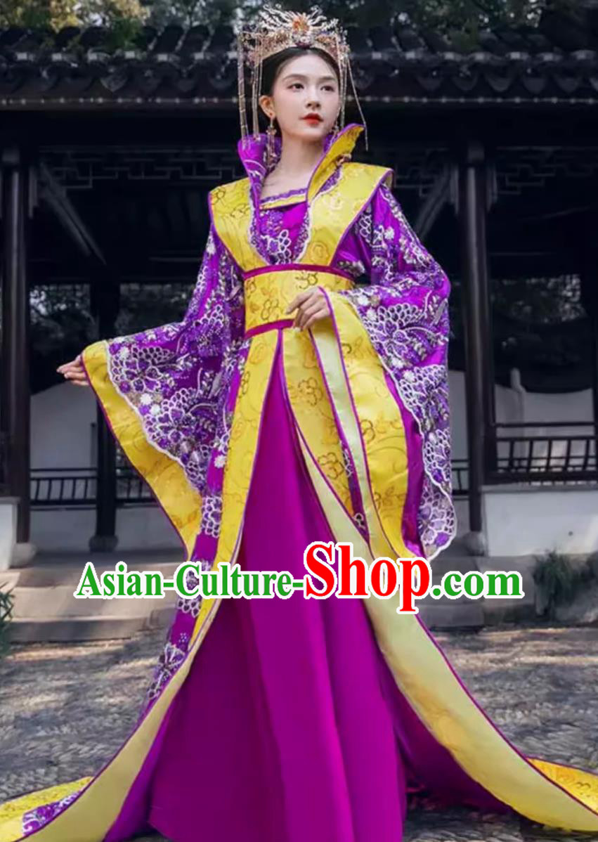 Purple Tang Dynasty Wide Sleeve Large Size Dress Empress Costumes Ancient Chinese Clothing Traditional Hanfu Online Shop