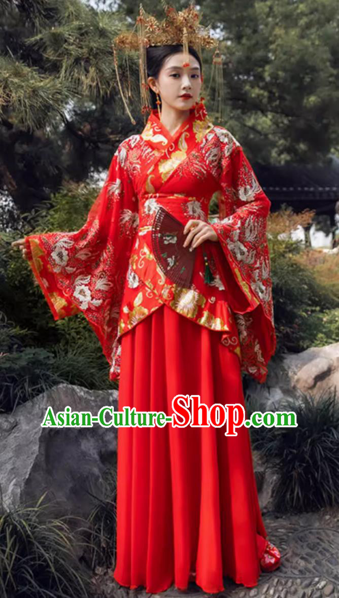 Traditional Hanfu Online Shop Ancient Chinese Princess Clothing Red Han Dynasty Infanta Fairy Classical Dance Dress