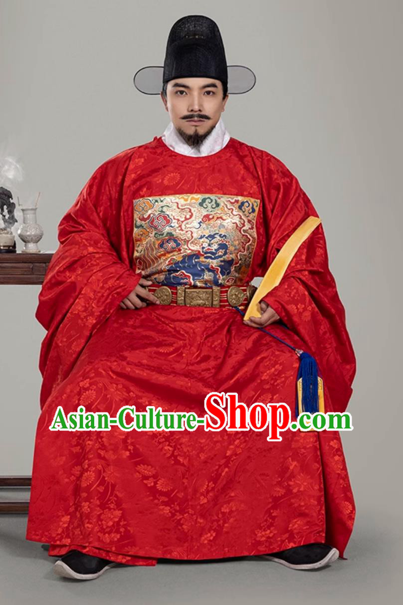 Ancient Chinese Grand Military Officer Clothing Traditional Hanfu Online Shop Red Ming Dynasty Official Lion Robe