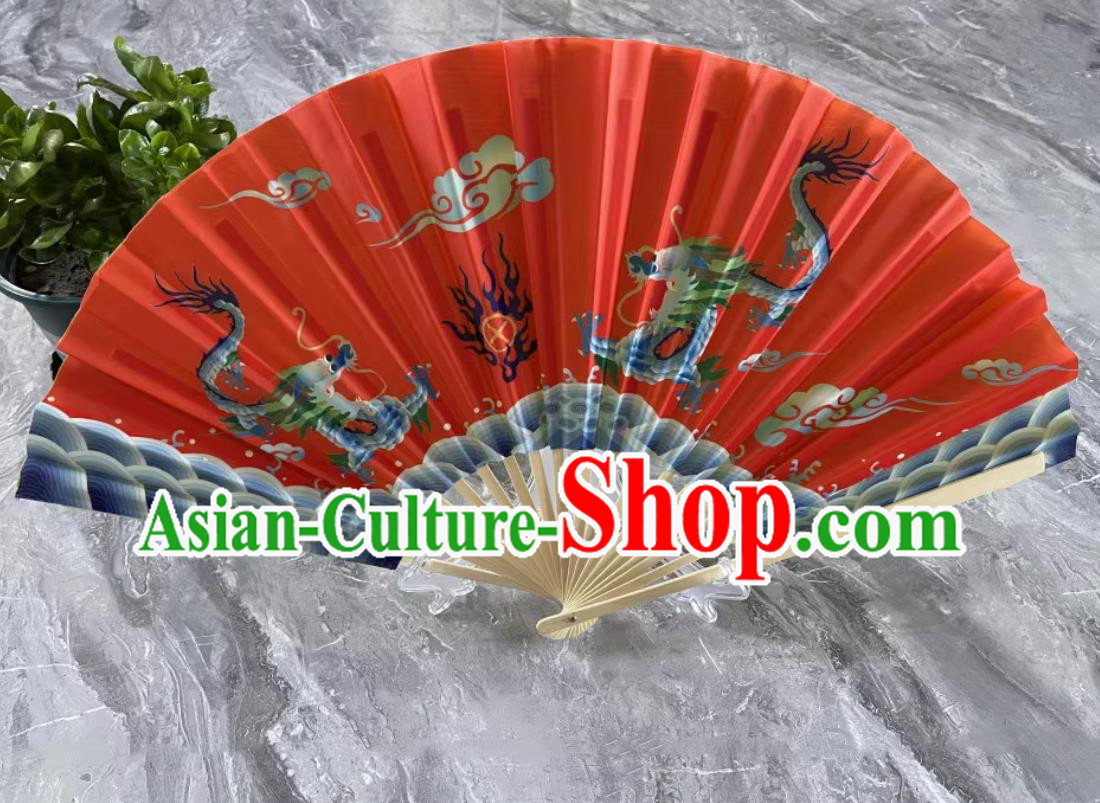 China Sichuan Opera Face Changing Bamboo Fan Handmade Red Printed Folding Fan Bian Lian Fan