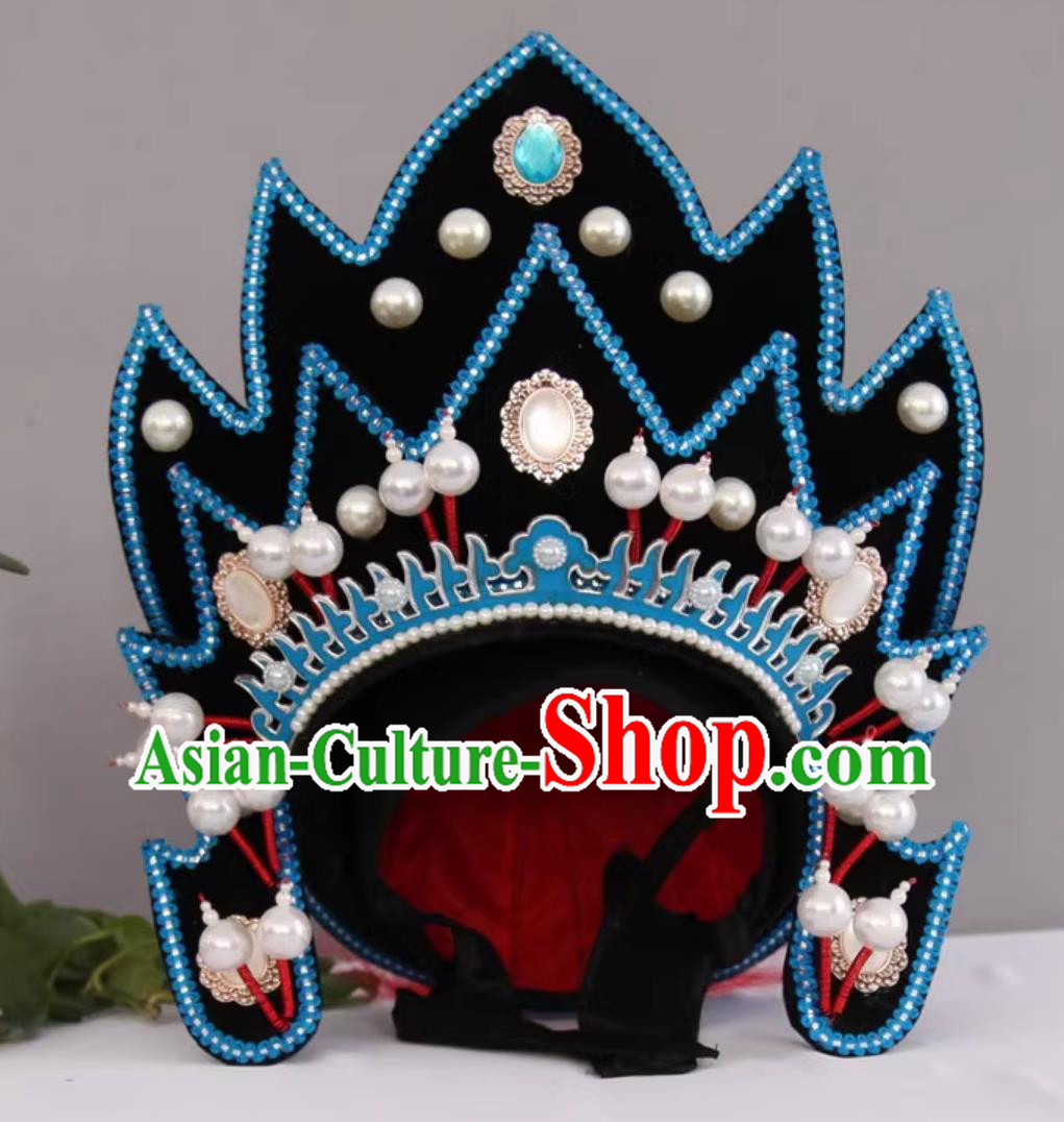 Handmade Magic Show Black General Helmet China Sichuan Face Changing Hat Bian Lian Performance Headwear