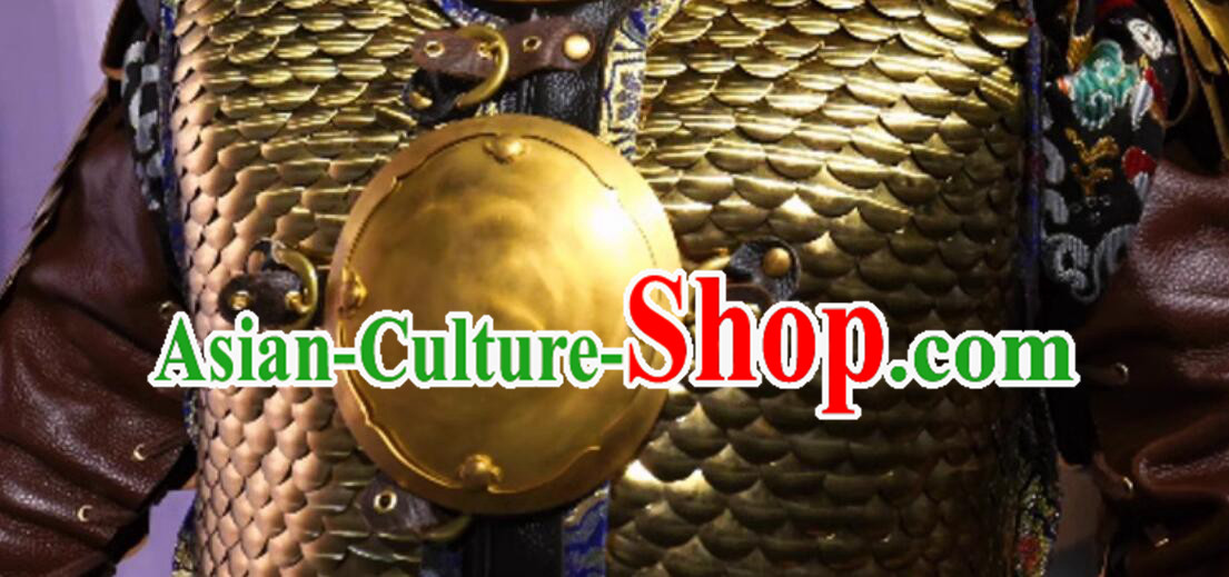 Handmade China Ming Dynasty Commander Metal Armor and Helmet Complete Set