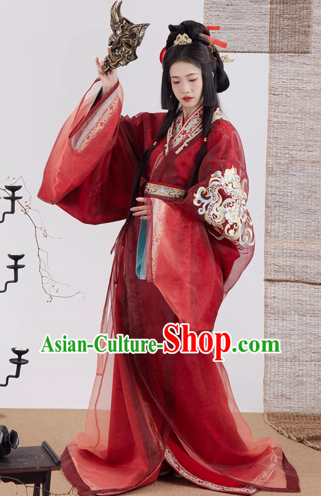 Chinese Warring States Time Princess Red Dress Traditional Woman Hanfu Ancient China Palace Lady Costume