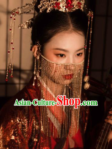 Traditional Chinese Hanfu Jewelry China Ancient Princess Tassel Mask Handmade Pearls Face Curtain
