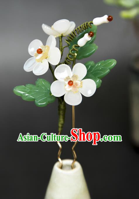 Handmade Ming Dynasty Hair Clip Traditional Chinese Hanfu Hair Jewelry China Ancient Princess White Plum Blossom Hairpin