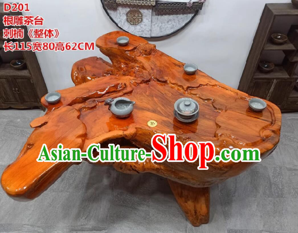 Hand Carved Wealth and Prosperity Come Chinese Stunning Tree Root Tea Table