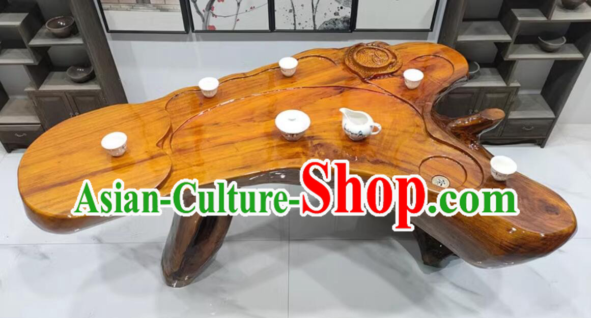 Hand Carved Times Change and Fortunes Shift Chinese Stunning Tree Root Tea Table