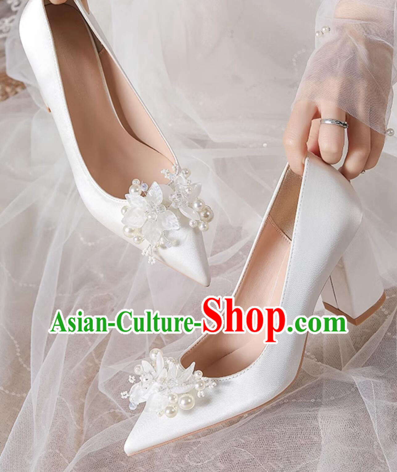 Top 5cm Heeled Shoes Bride Shoes White Wedding Shoes French Fashion Shoes