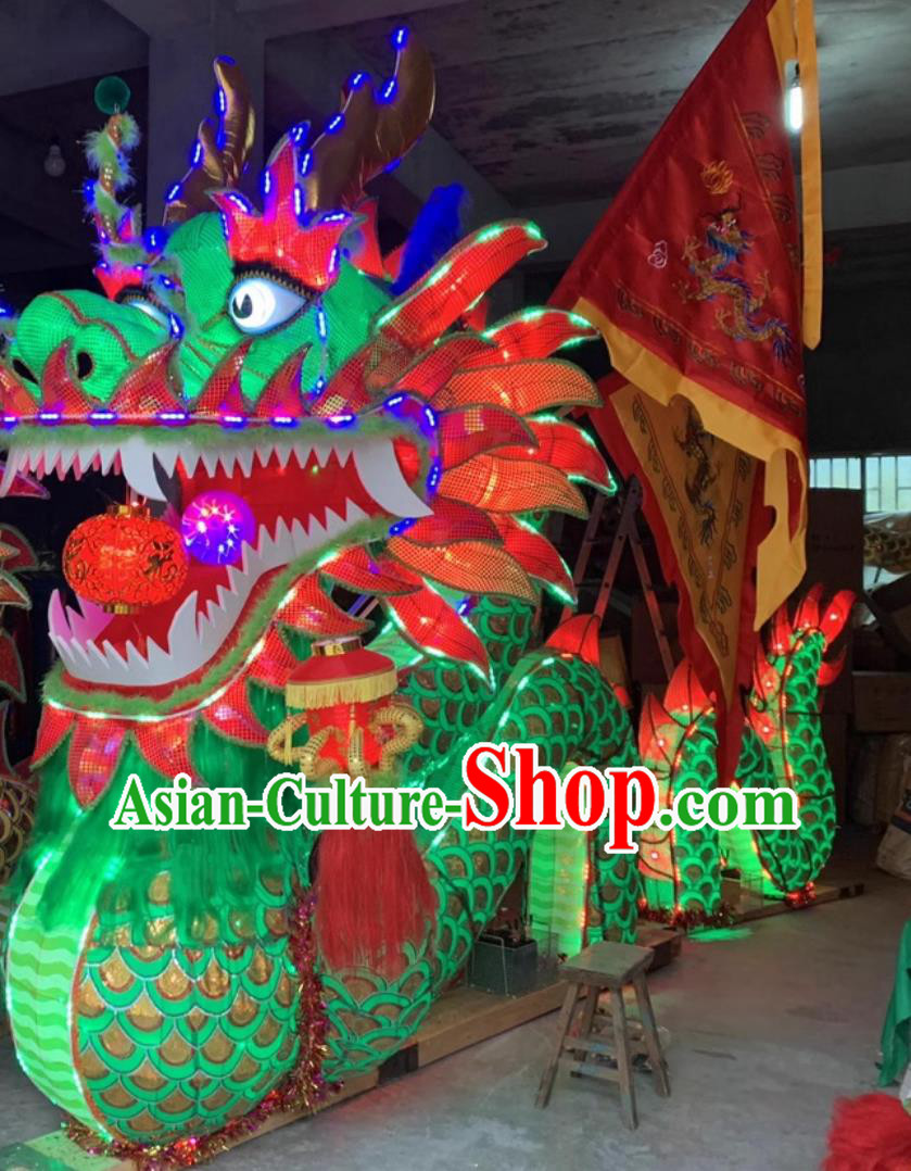 Handmade LED Lantern Bench Dragon Chinese Water Decoration Green Dragon Lamp