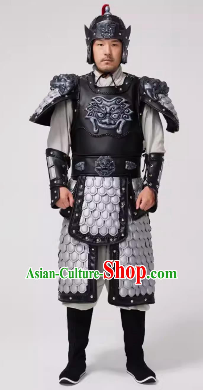 Ancient Chinese Clothing Traditional Stage Performance Warrior Costume China Han Dynasty General Armor and Helmet Complete Set