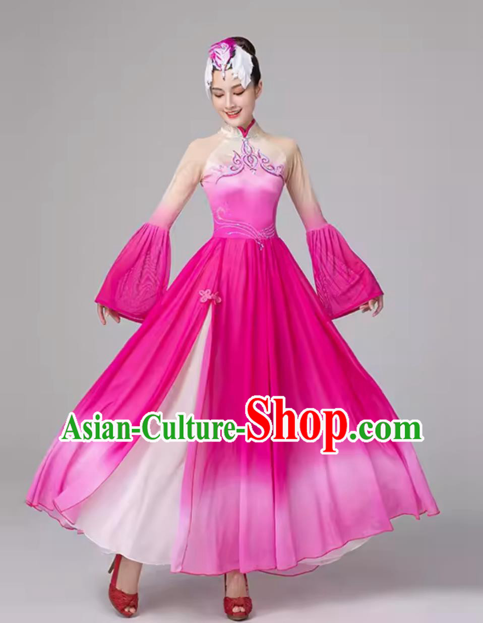 China Taoli Cup Dance Competition Costume Elegant Big Display Performance Clothing Fan Dance Chinese Classical Dance Pink Dress