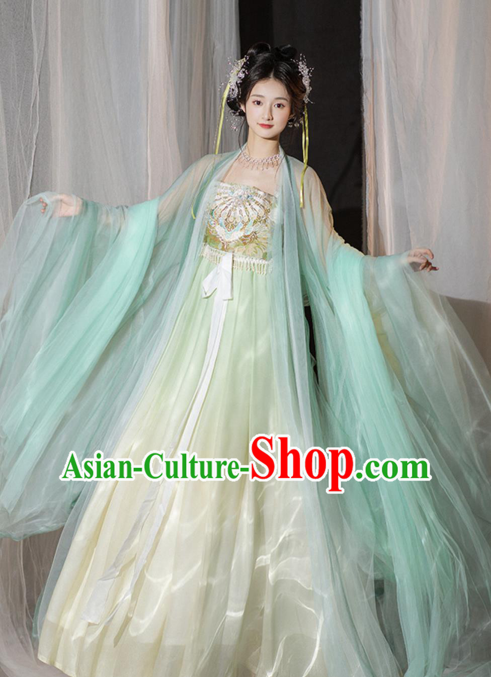 Ancient Chinese Palace Princess Costume Traditional Hanfu Green Hezi Dress China Tang Dynasty Woman Clothing