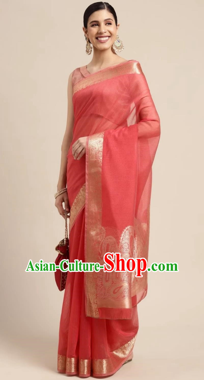 Indian National Clothing Traditional Festival Red Sari Dress India Woman Costume