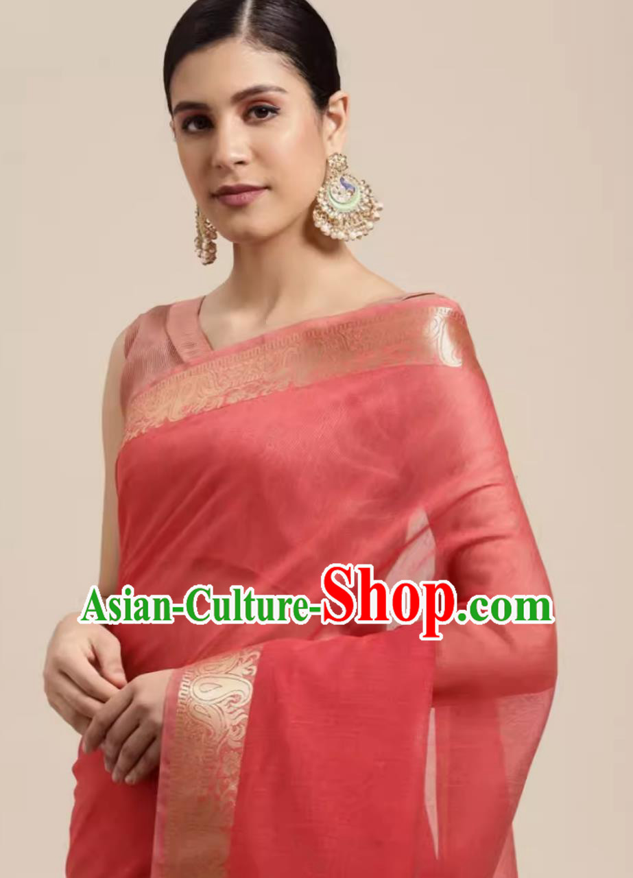 Indian National Clothing Traditional Festival Red Sari Dress India Woman Costume