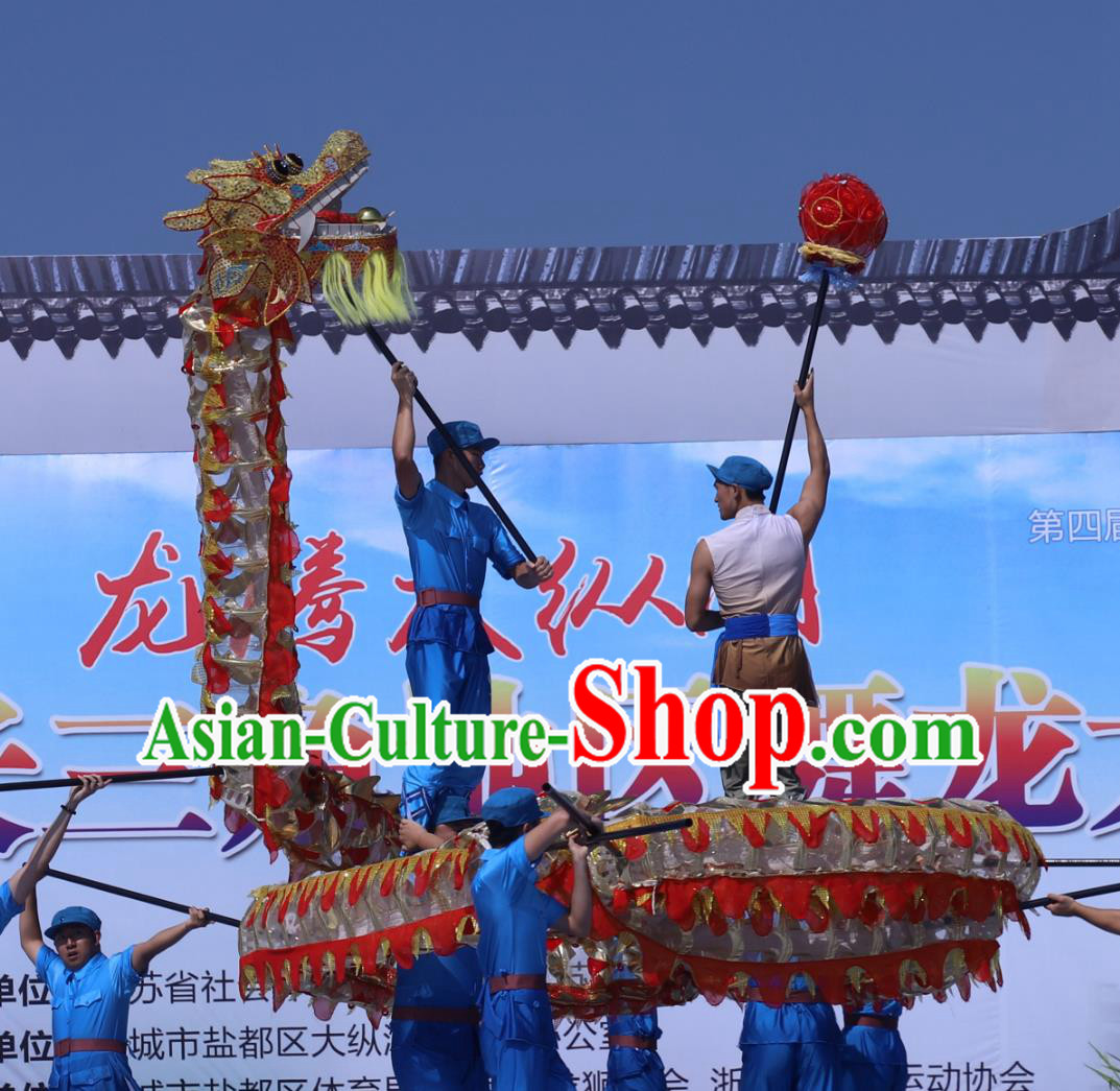 Chinese Celebration Parade Dragon Costume Professional Competition Dragon Dancing Prop Dragon Dance Fluorescent Costume