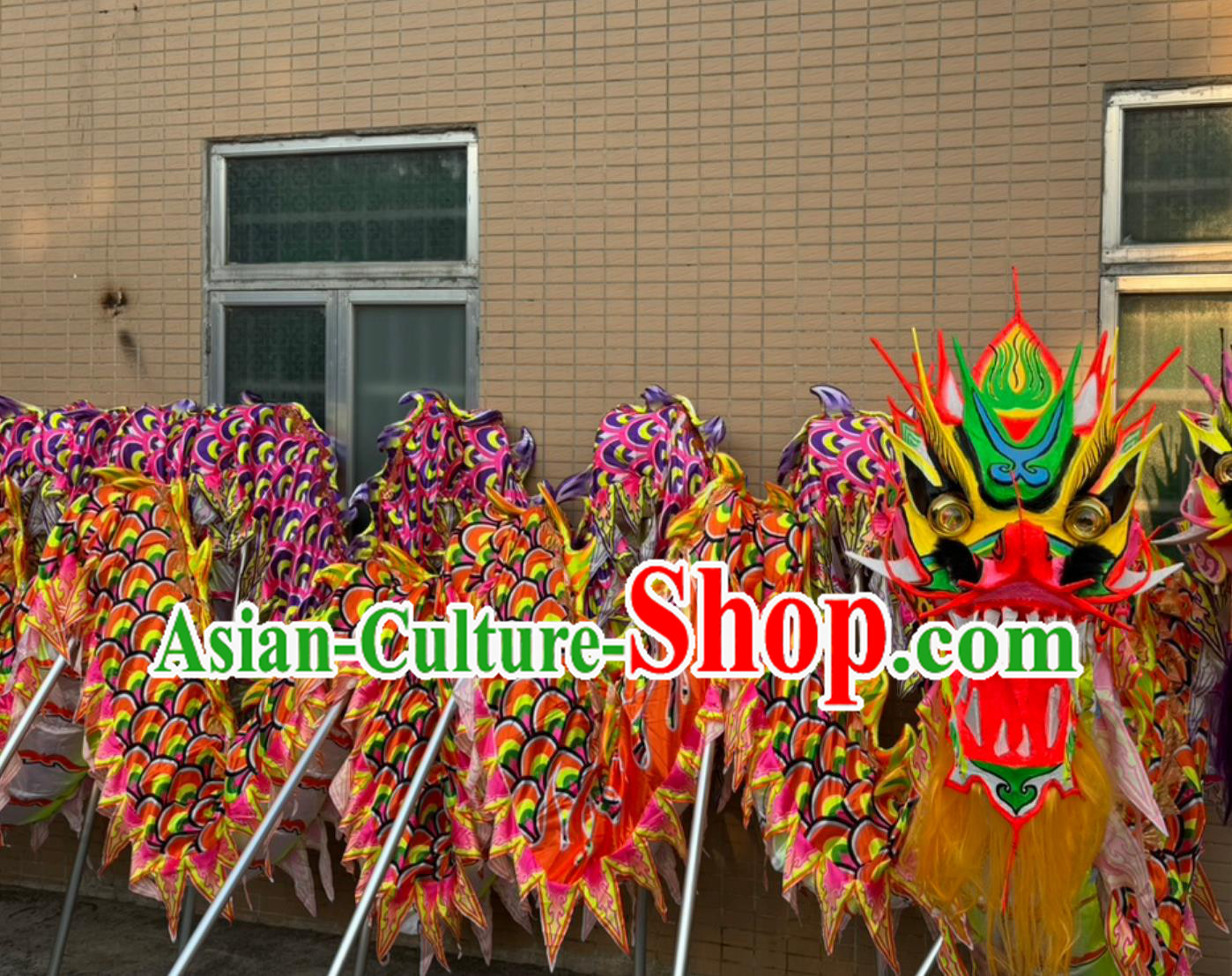 Professional Competition Dragon Dancing Prop Chinese Dragon Dance Red Fluorescent Costume Celebration Parade Dragon Costume