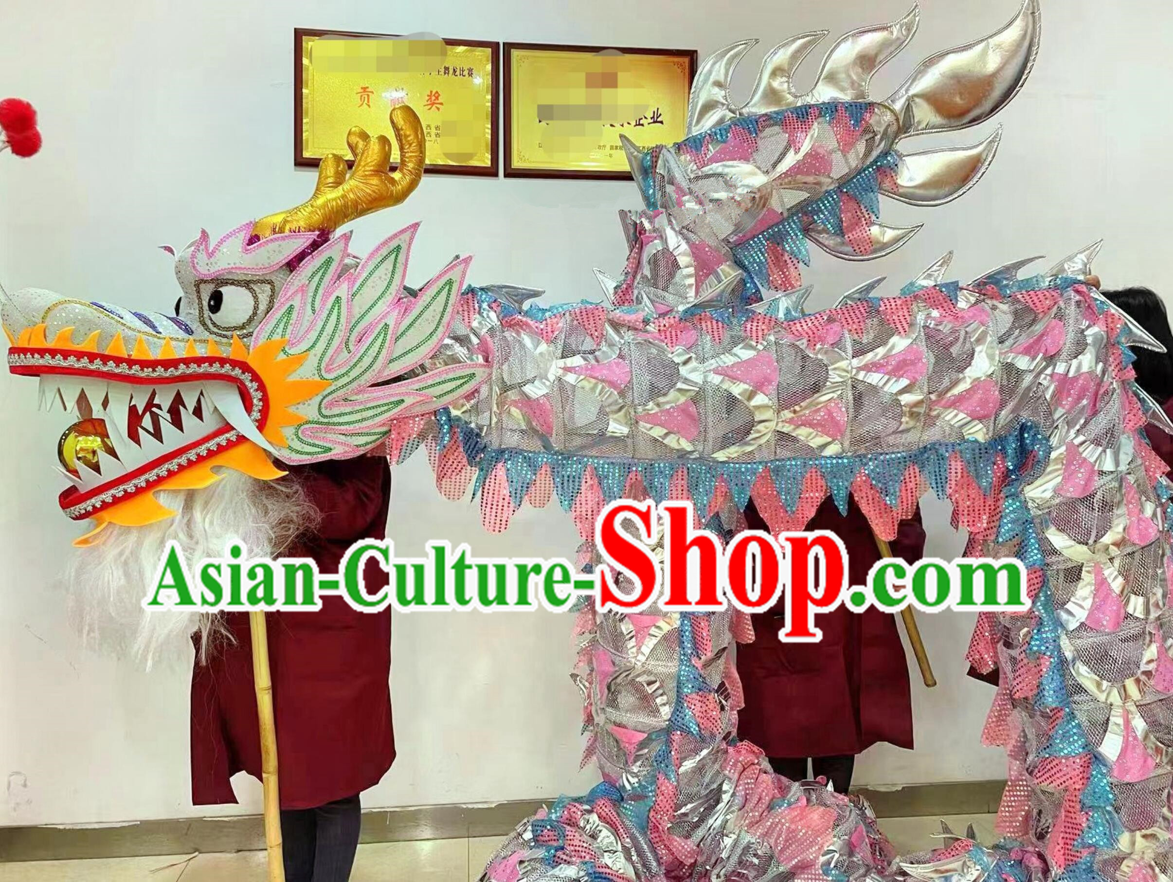 Pink Chinese Dragon Dance Net Costume Celebration Parade Dragon Costume Professional Competition Dragon Dancing Prop