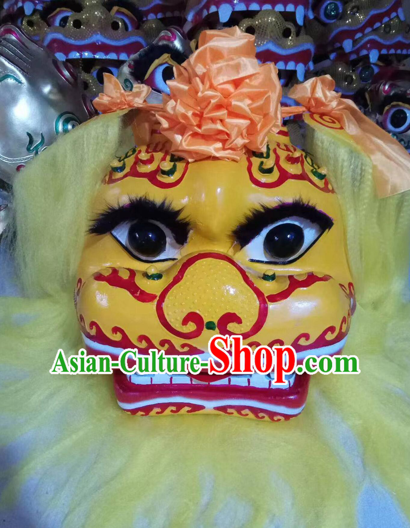 China Spring Festival Lion Dance Props Lion Head and Clothing Chinese Beijing Traditional Lion Dance Yellow Yak Hair Costume for Adults