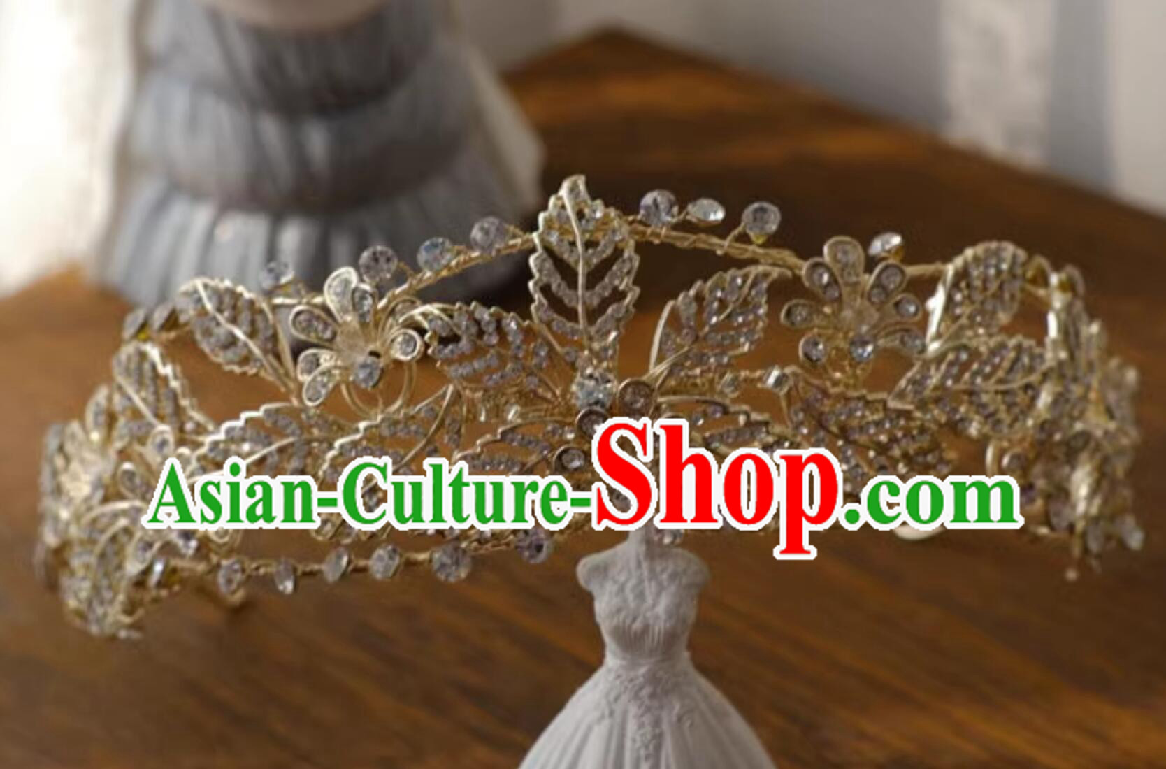 Top Bride Hair Jewelry Wedding Golden Royal Crown Handmade Princess Zircon Headwear