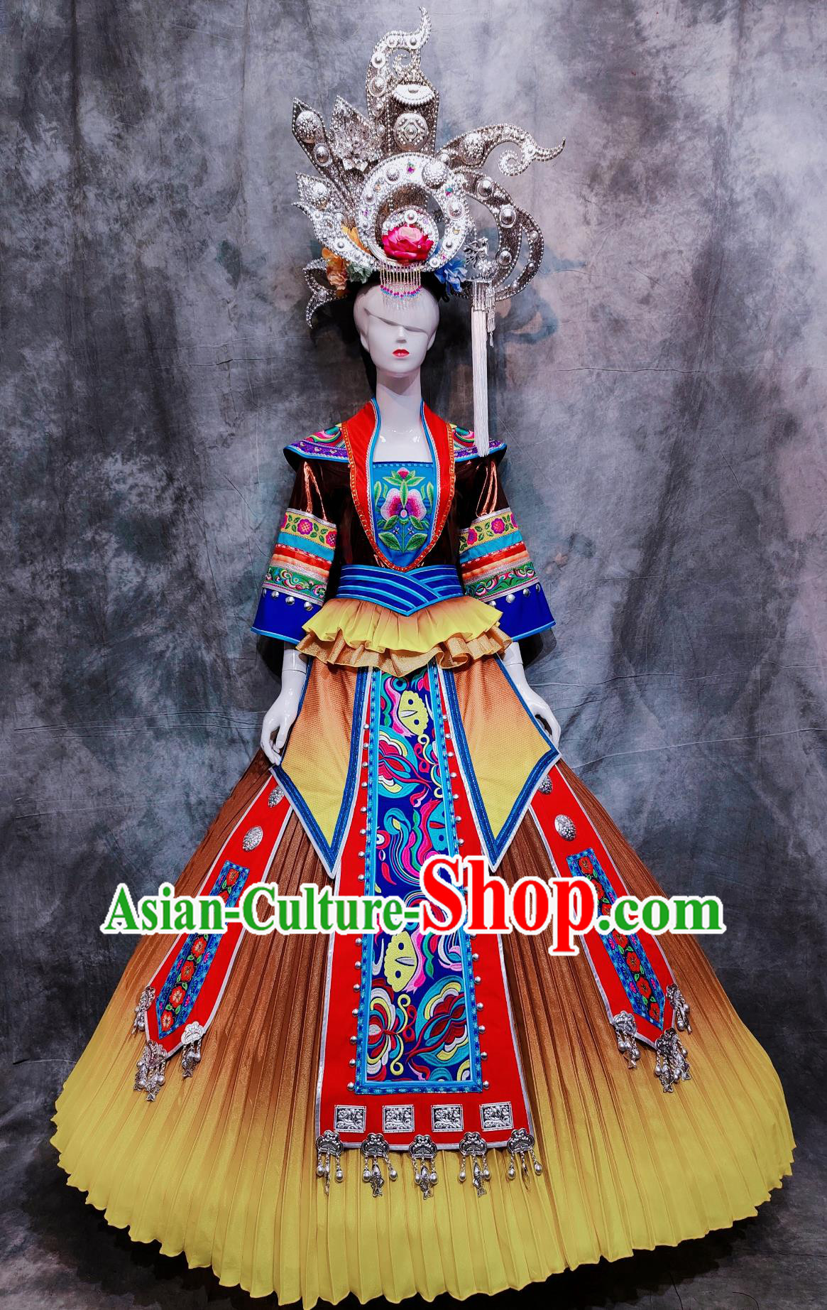 Chinese Ethnic Dance Performance Costume China Dong National Minority Woman Clothing Traditional Guizhou March 3rd Festival Dress