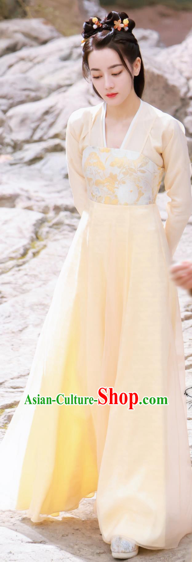 TV Series The Legend of An Le Heroine Ren An Le Yellow Dress Ancient China Swordswoman Clothing Traditional Woman Hanfu