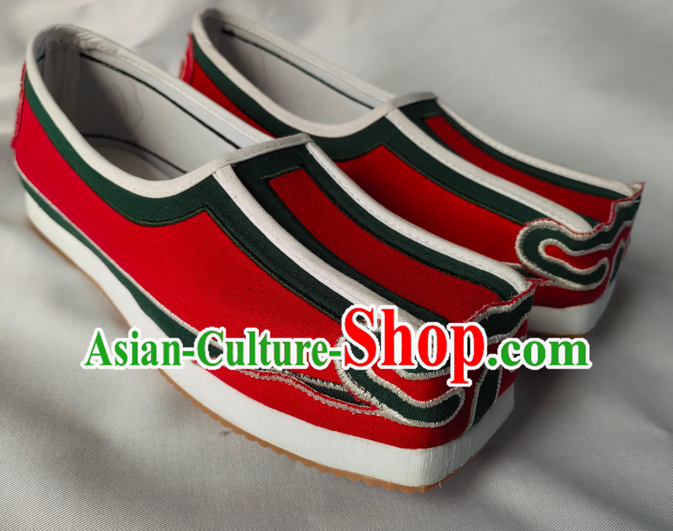 Ancient Chinese Scholar Red Square Top Shoes China Ming Dynasty Shoes Traditional Hanfu Linen Shoes