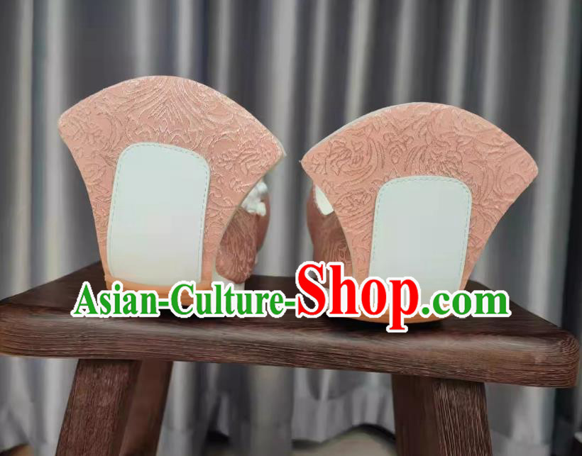 Traditional Hanfu Show Shoes Ancient Chinese Princess Pink Shoes Handmade China Jin Dynasty Woman Shoes