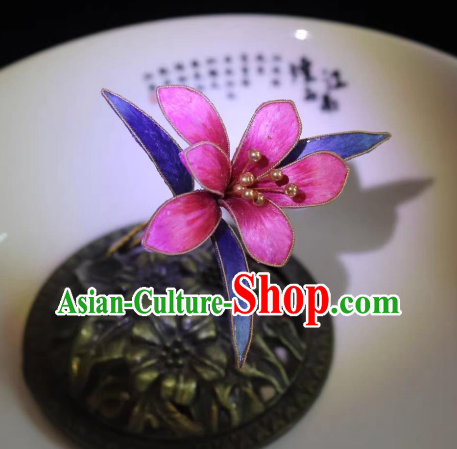 Chinese Cheongsam Brooch China Classical Rosy Silk Orchid Corsage Traditional Intangible Heritage Artwork Handmade Hanfu Jewelry