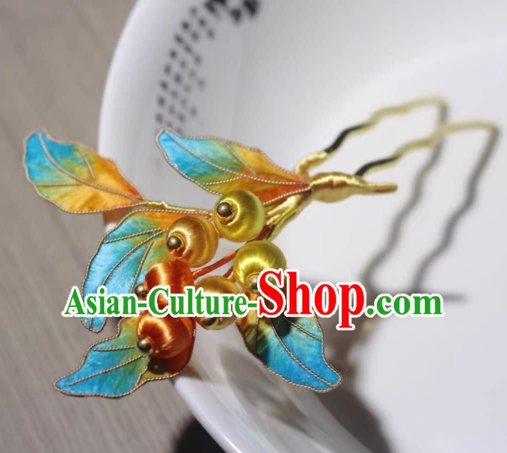 Handmade China Ming Dynasty Silk Berry Hair Clip Traditional Hanfu Hair Jewelry Ancient Chinese Princess Hairpin