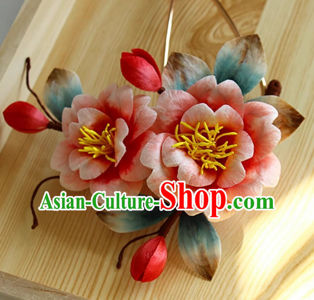 China Hanfu Hairpin Traditional Intangible Heritage Artwork Handmade Hair Jewelry Chinese Cheongsam Silk Peony Hair Clip