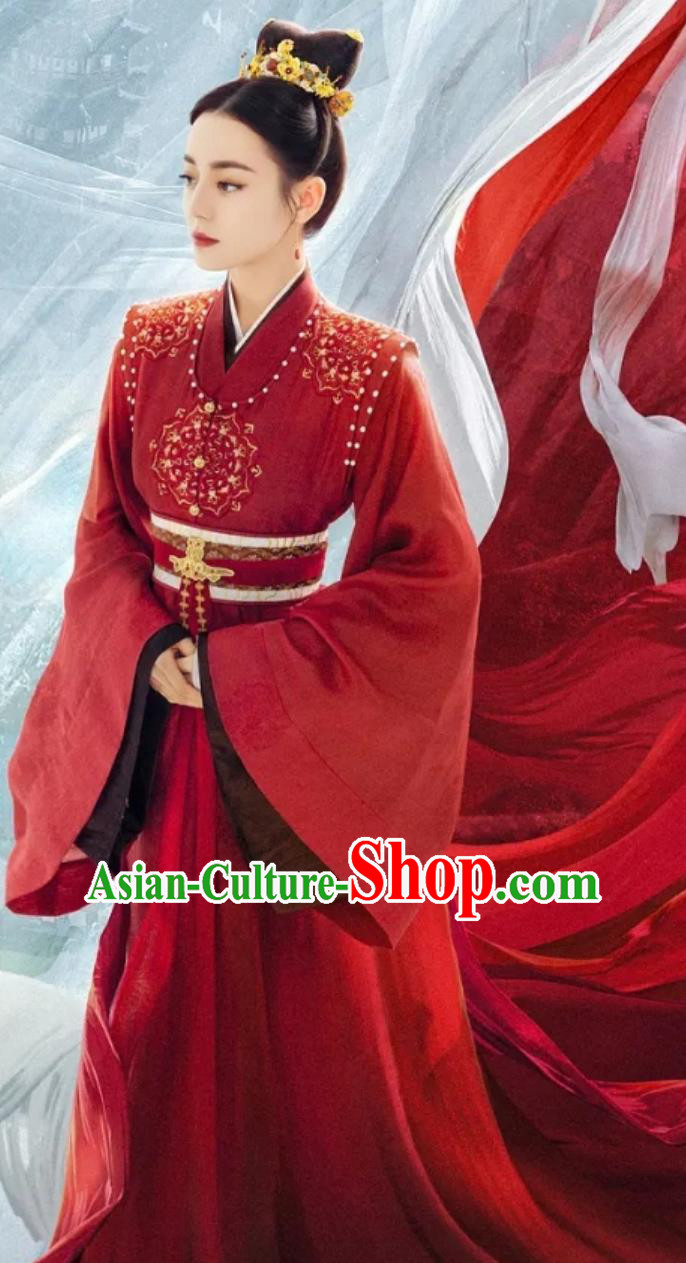 Ancient China Woman Clothing Traditional Hanfu TV Series The Legend of An Le Crown Princess Ren An Le Red Dress