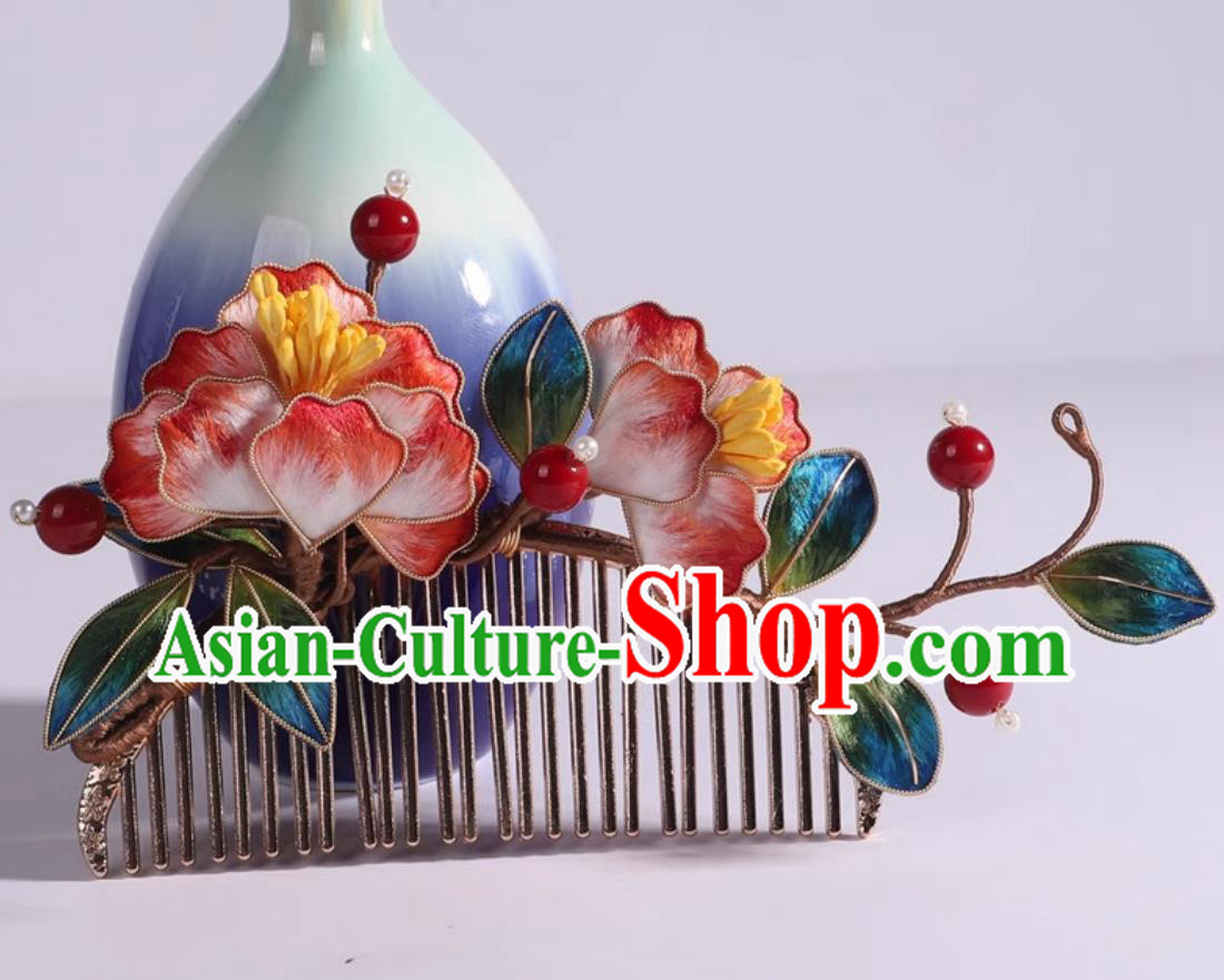 Ancient Chinese Empress Hairpin Handmade China Qing Dynasty Silk Peony Hair Comb Traditional Hanfu Hair Jewelry