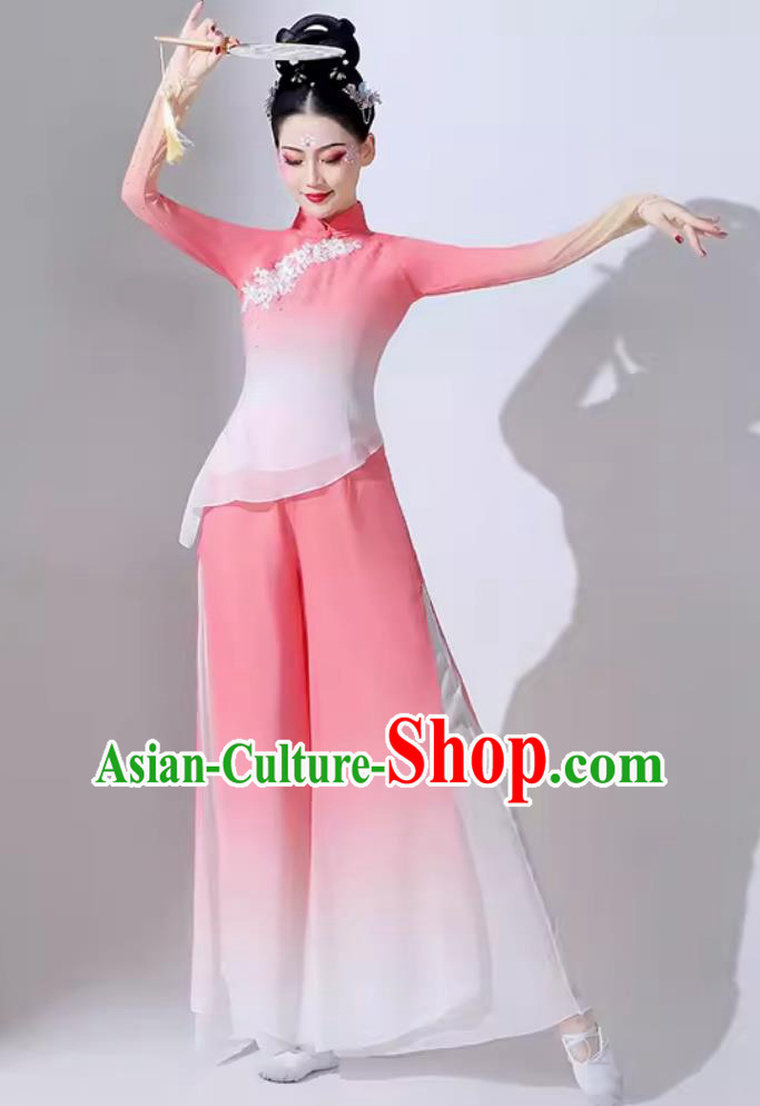 Chinese Folk Dance Costume Fan Dance Pink Outfit Women Group Yangko Performance Clothing