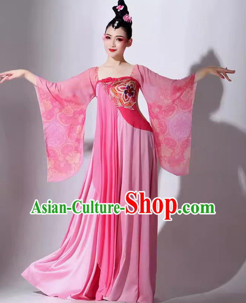 Traditional Hanfu Dance Pink Dress Women Group Performance Clothing Chinese Classical Dance Costume