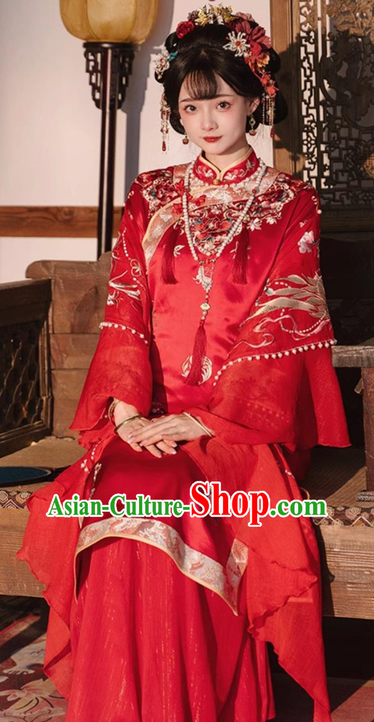 Traditional Chinese Wedding Qipao Ancient China Bride Red Dress Minguo Woman Clothing