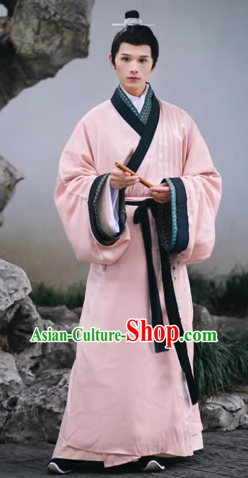 Chinese Travel Photography Costume Traditional Hanfu Qin Dynasty Pink Robe Ancient China Scholar Clothing