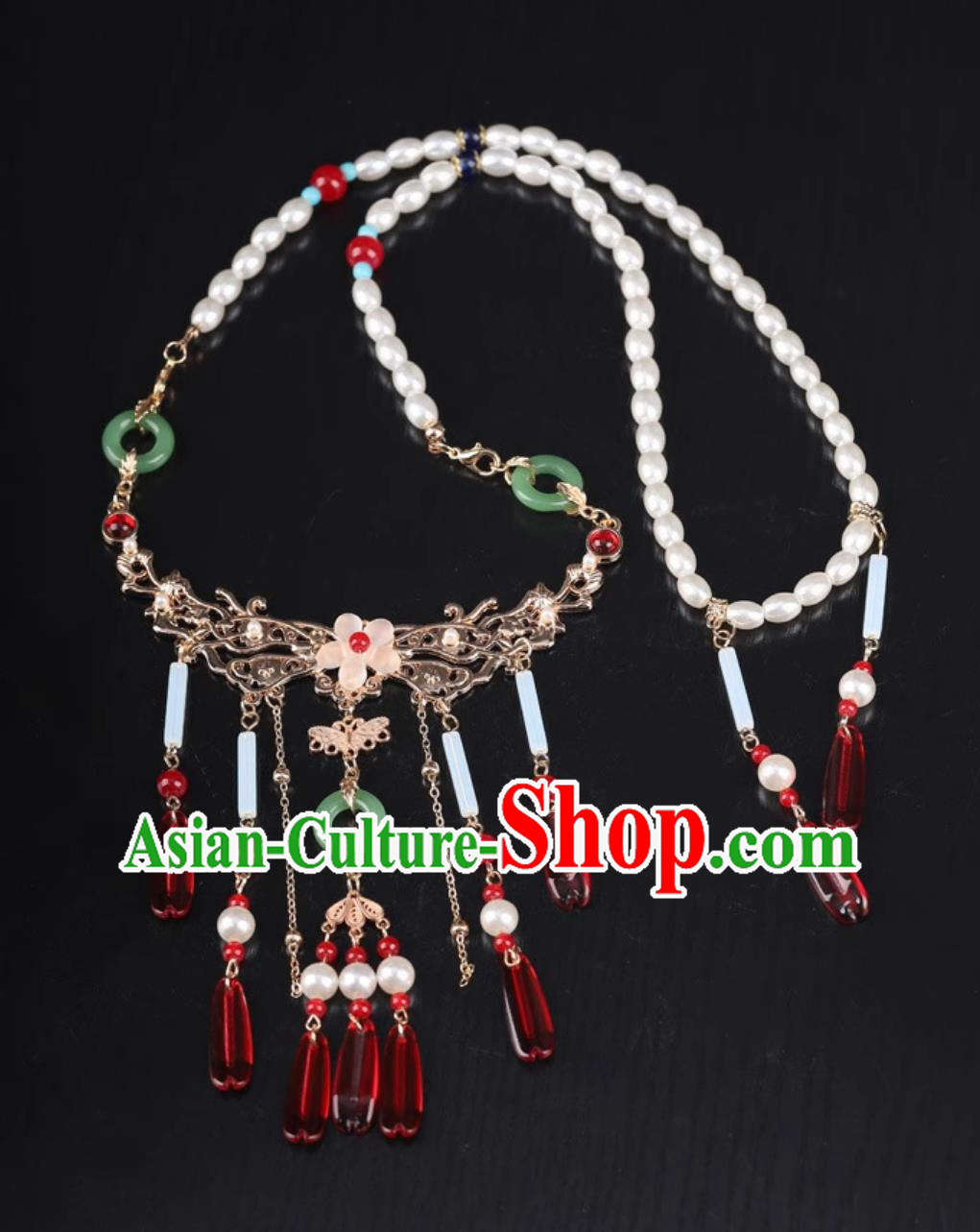 Handmade Ancient Princess Necklace Traditional Chinese Ming Dynasty Necklet China Hanfu Hair Jewelry