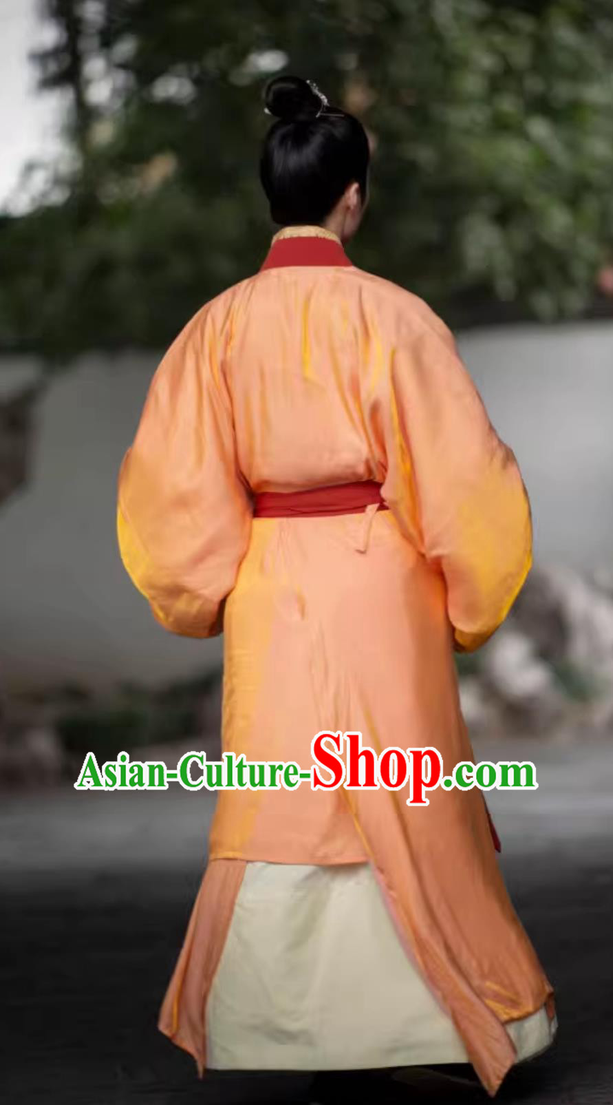 China Travel Photography Scholar Costume Traditional Orange Hanfu Robe Ancient China Young Childe Clothing