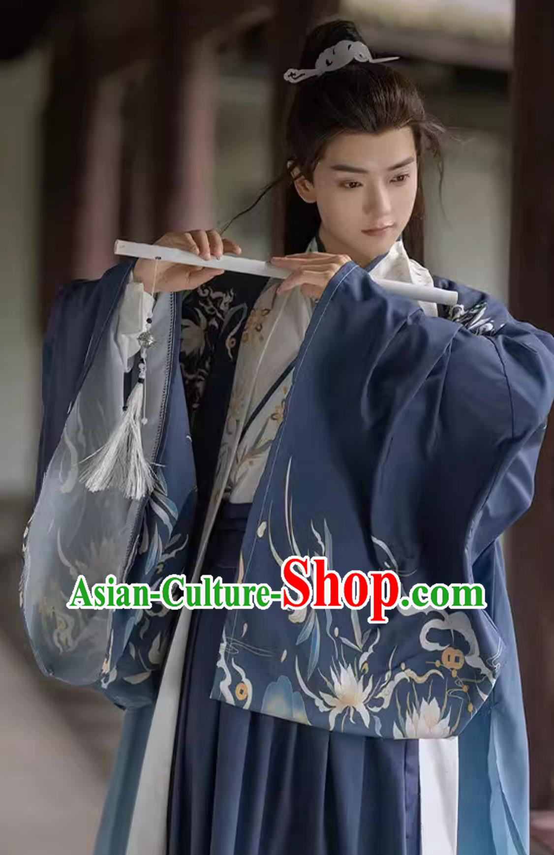 Traditional Blue Hanfu Outfit Ancient China Young Childe Clothing China Travel Photography Jin Dynasty Prince Costume