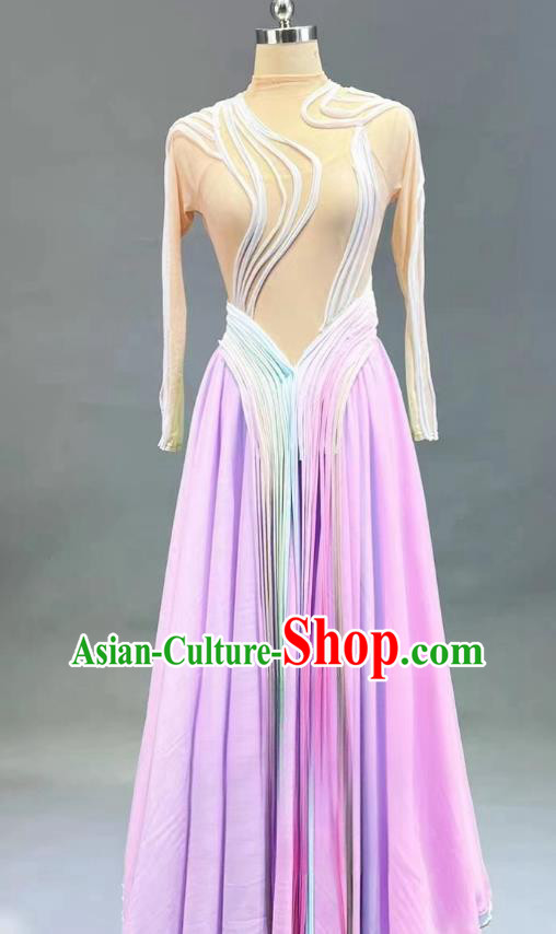 Chinese Spring Festival Gala Classical Dance Clothing Women Group Dance Violet Dress Stage Performance Costume