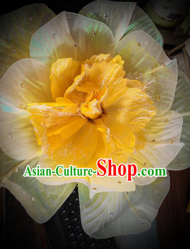 China Opening Dance Handheld Yellow Flower Classical Dance Peony Umbrella Handmade Stage Performance Prop