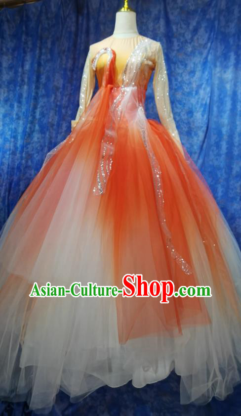 China Spring Festival Gala Opening Dance Red Dress Woman Stage Performance Costume Chinese Classical Dance Clothing