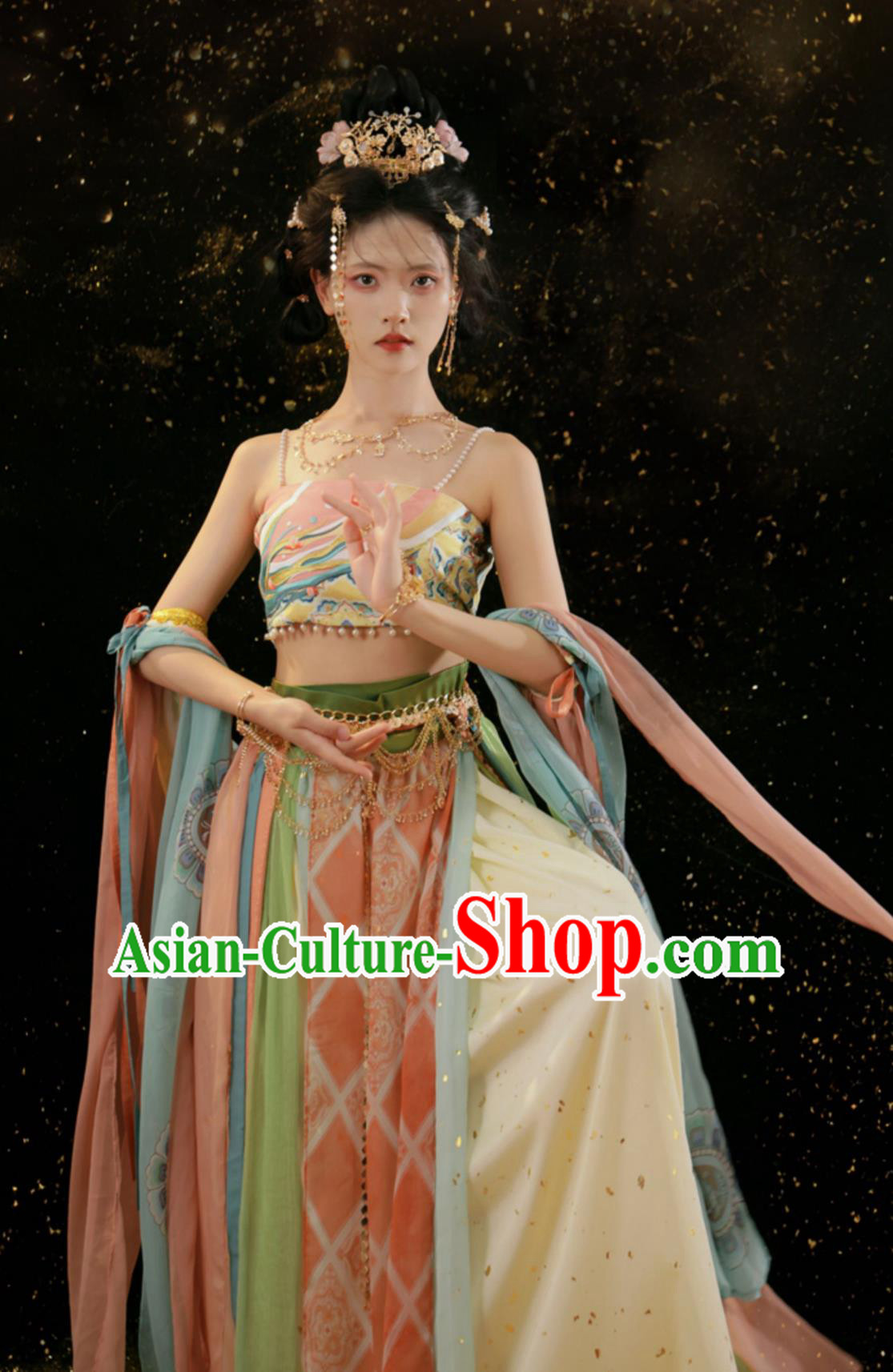 Ancient China Dunhuang Fairy Clothing Chinese Flying Apsaras Dance Costume Traditional Hanfu Tang Dynasty Dress