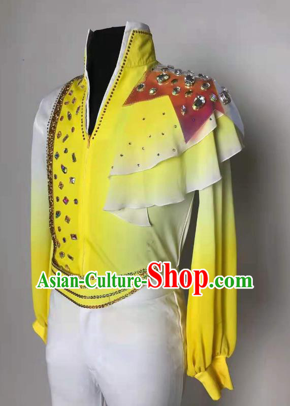 China Spring Festival Gala Opening Dance Yellow Outfit Mens Stage Performance Costume Professional Modern Dance Clothing
