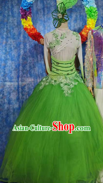 China Spring Festival Gala Opening Dance Green Dress Women Group Stage Performance Costume Professional Modern Dance Clothing