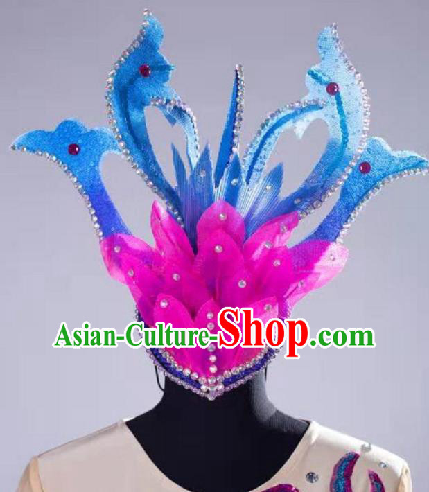 Chinese Spring Festival Gala Opening Dance Hat Women Stage Performance Headwear Handmade Modern Dance Flower Headpiece